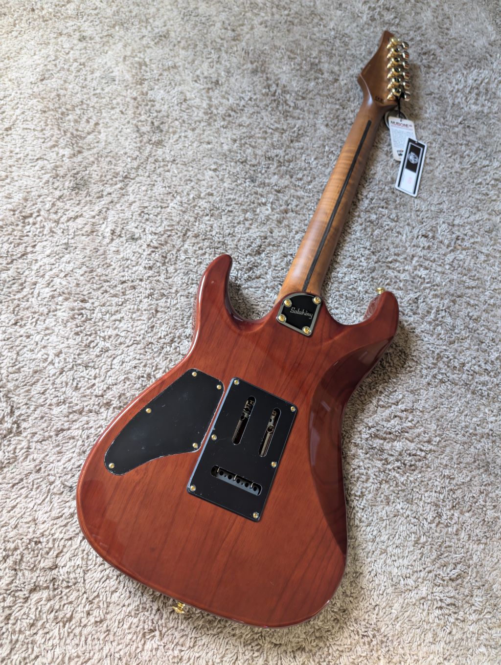 Electric Guitar Soloking MS-1 Custom 22 HSS Flat Top One Piece Roasted Flame Neck In Bengal Burst