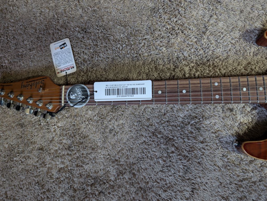 Electric Guitar Soloking MS-1 Custom 24 HSS Flat Top In Fire Wakesurf With Rosewood Fb Jescar