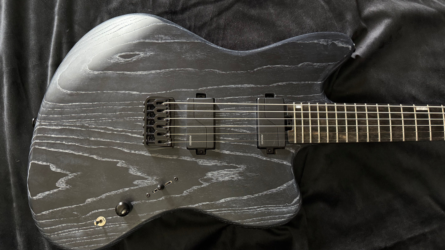 Electric Guitar Soloking MJM-1 Custom Baritone 24 HH (fishman fluence pickups) Black Satin