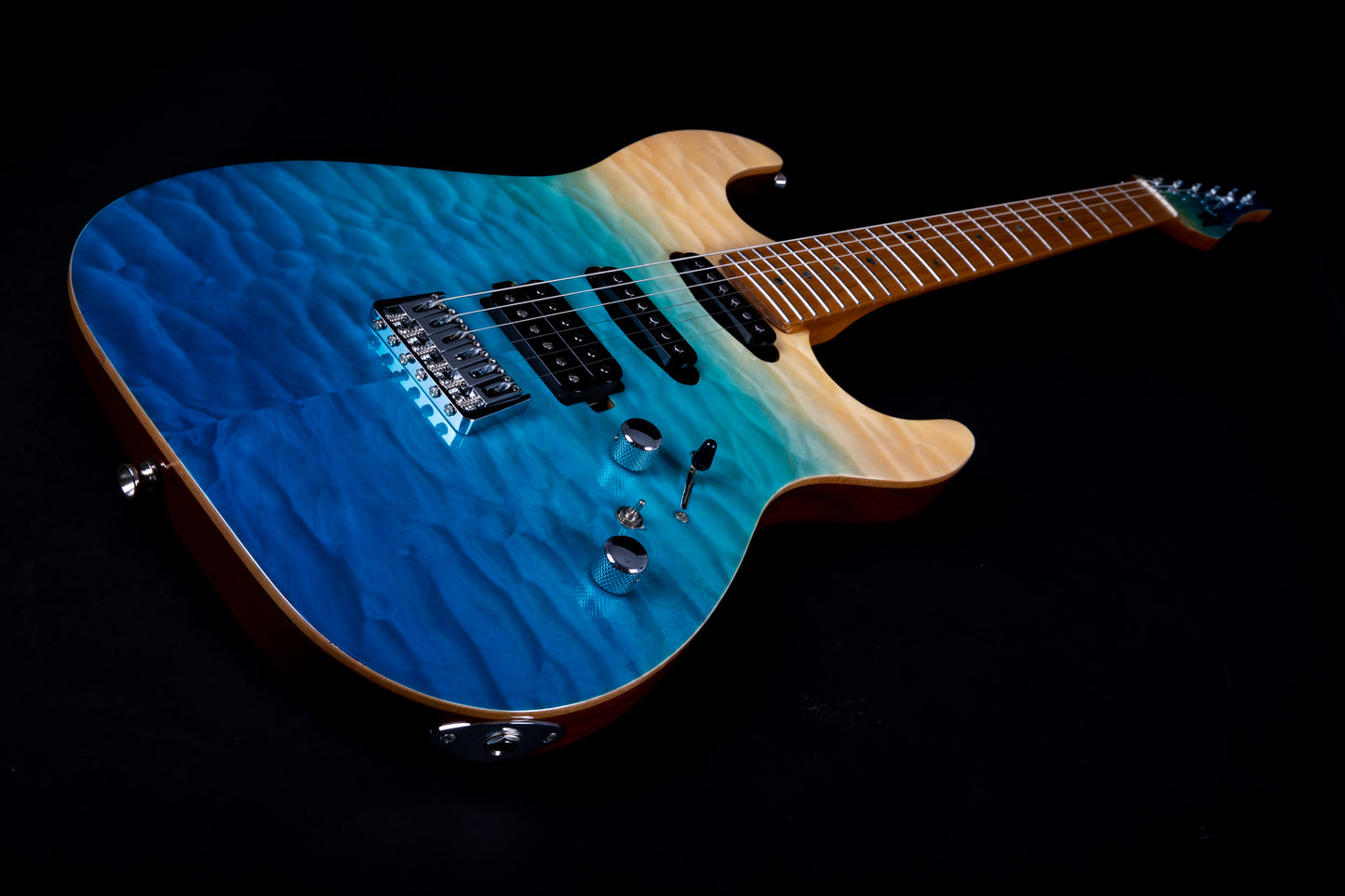Electric Guitar Jet Guitars JS1000 QTBL Quilted Transparent Blue Free Setup