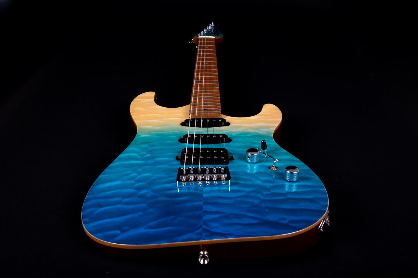 Electric Guitar Jet Guitars JS1000 QTBL Quilted Transparent Blue Free Setup