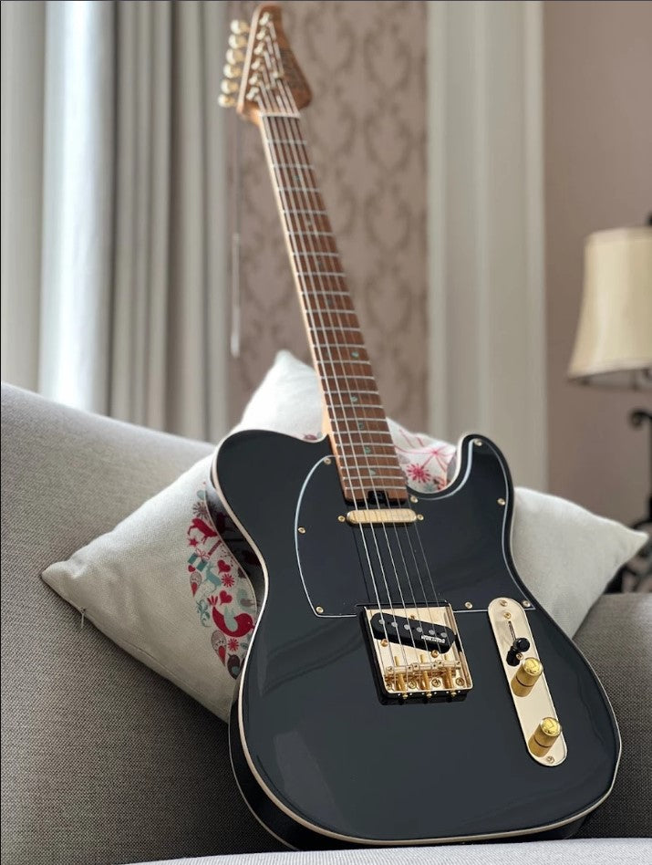 Electric Guitar Soloking MT-1G Fm MKII With Roasted Flame Maple Neck In Black Beauty Nafiri Special Run