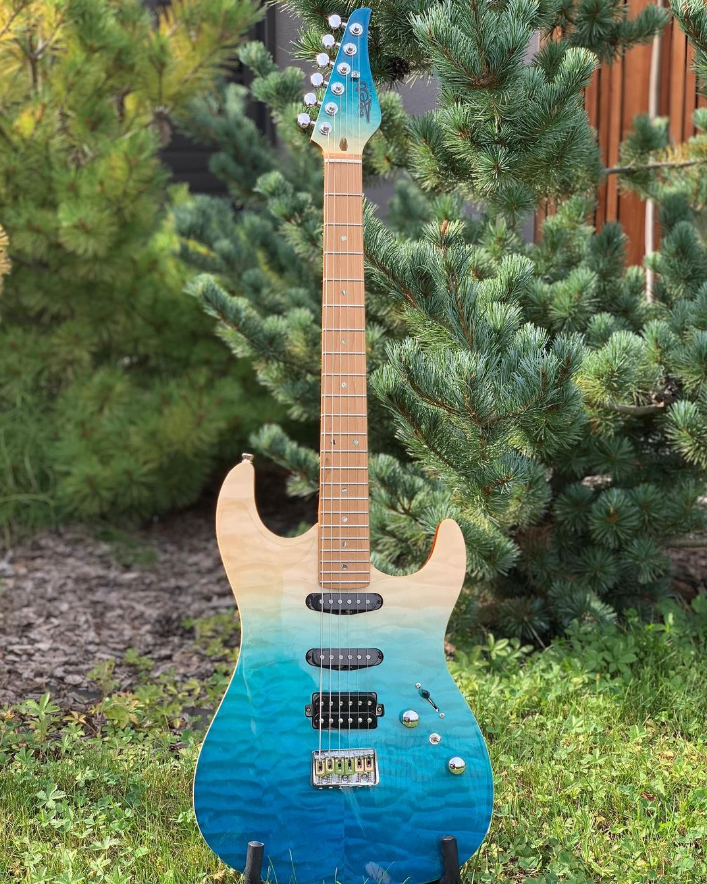 Electric Guitar Jet Guitars JS1000 QTBL Quilted Transparent Blue Free Setup