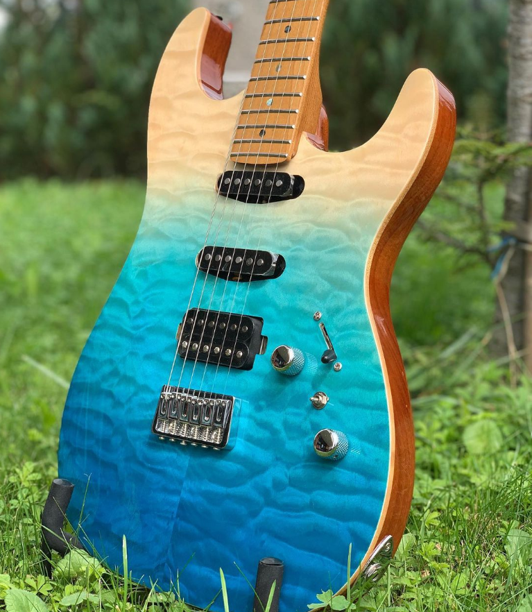Electric Guitar Jet Guitars JS1000 QTBL Quilted Transparent Blue Free Setup
