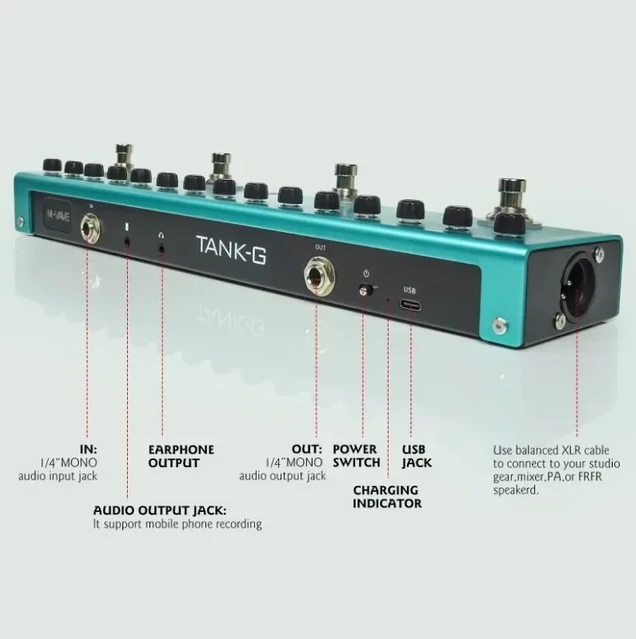 M-Vave Tank-G Guitar Multi Effects Processor Rechargeable Modeling IR Cabinets