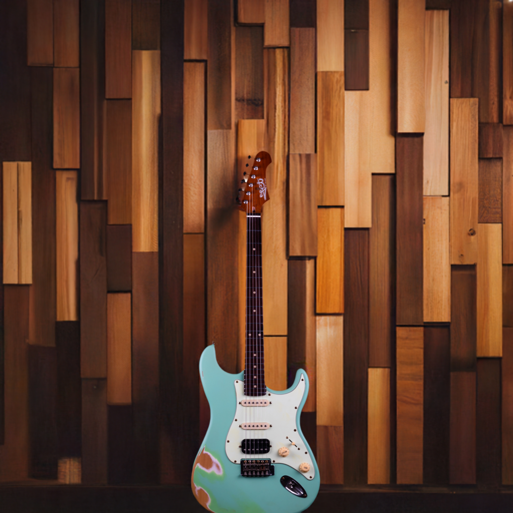 Electric Guitar Jet Guitars JS400 Relic SFG Sea Foam Green Free Setup