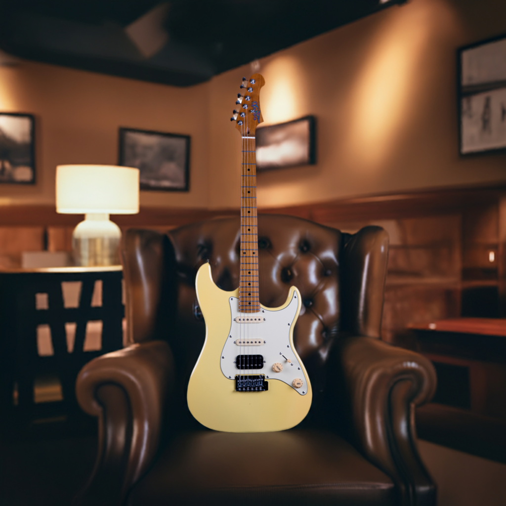 Electric Guitar Jet Guitars JS400 VYW Vintage Yellow Free Setup