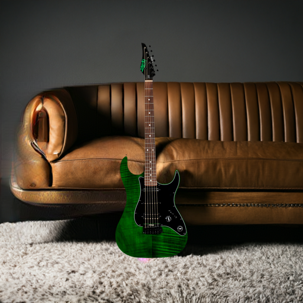 Electric Guitar Jet Guitars JS450 TGR R Transparent Green Free Setup