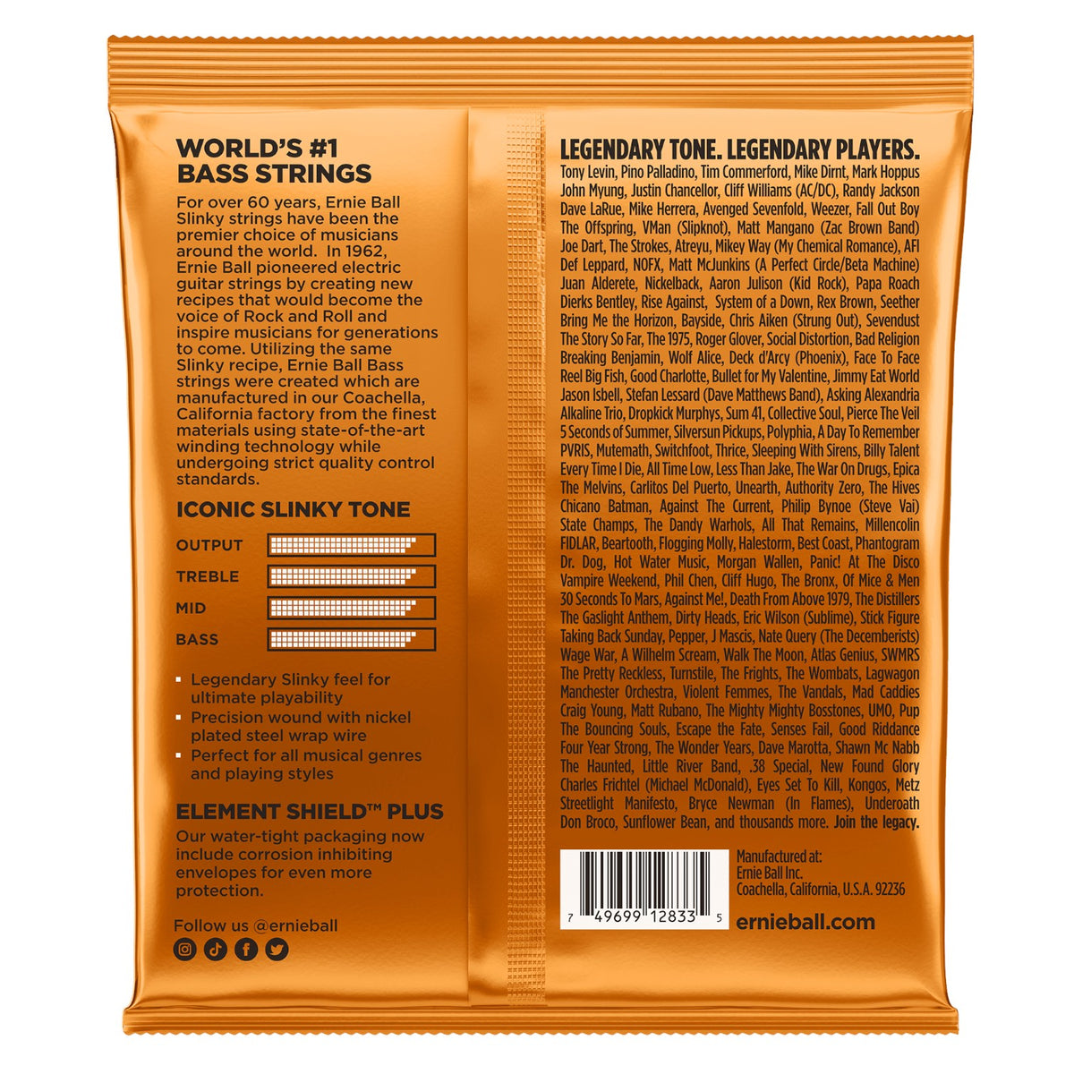Ernie Ball P02833 Hybrid Slinky Nickel Wound Electric Bass Strings 45-105 Gauge
