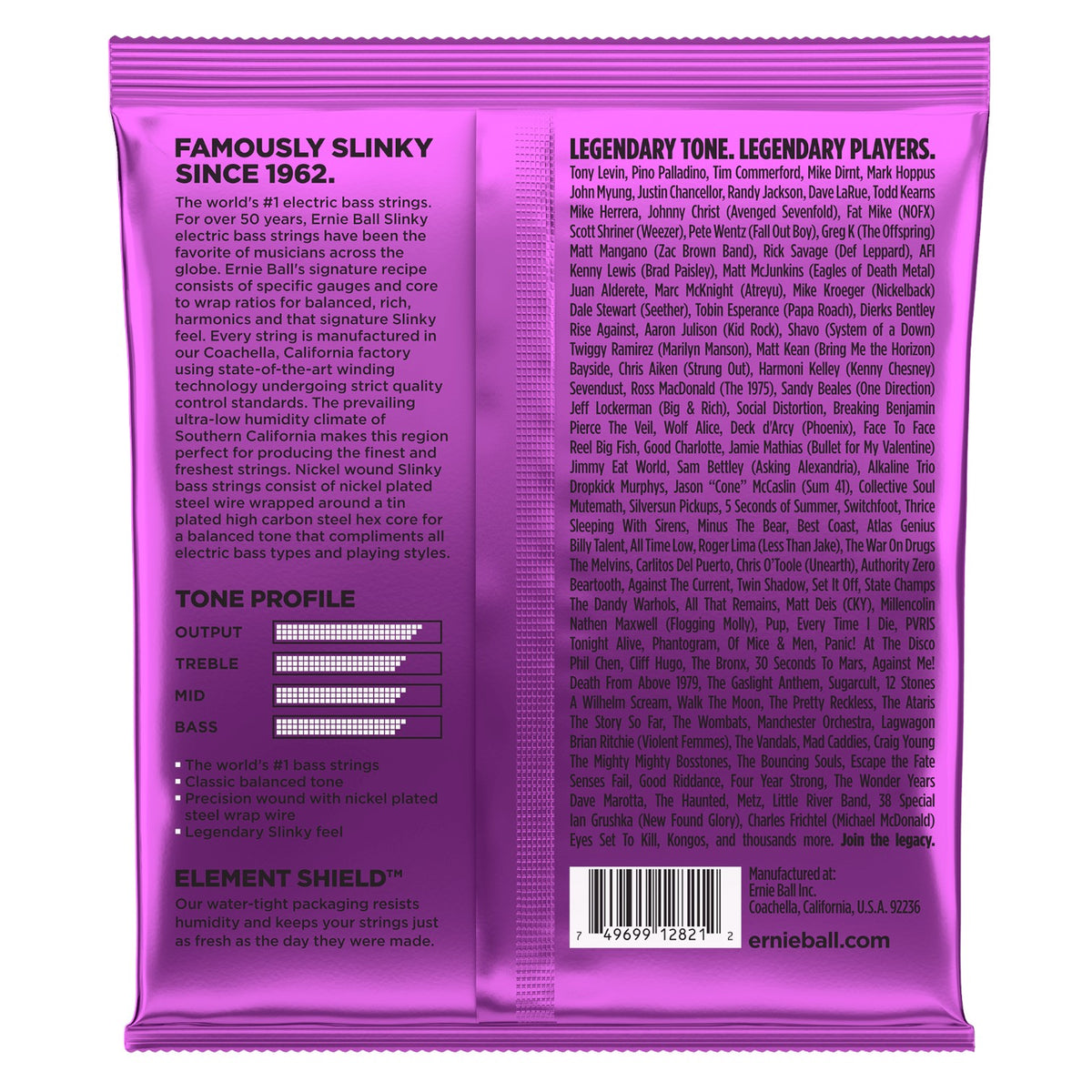 Ernie Ball P02821 Power Slinky Nickel Wound 5-String Electric Bass Strings 50-135 Gauge