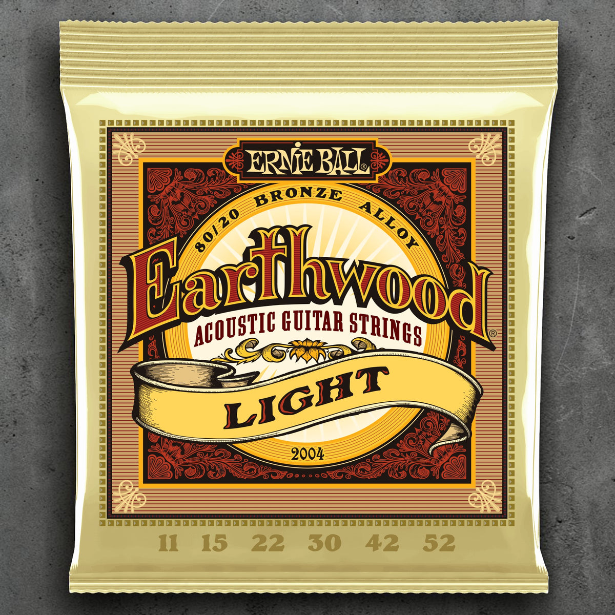 Ernie Ball P02004 Light Earthwood 80/20 Bronze Acoustic Guitar Strings 11-52 Gauge