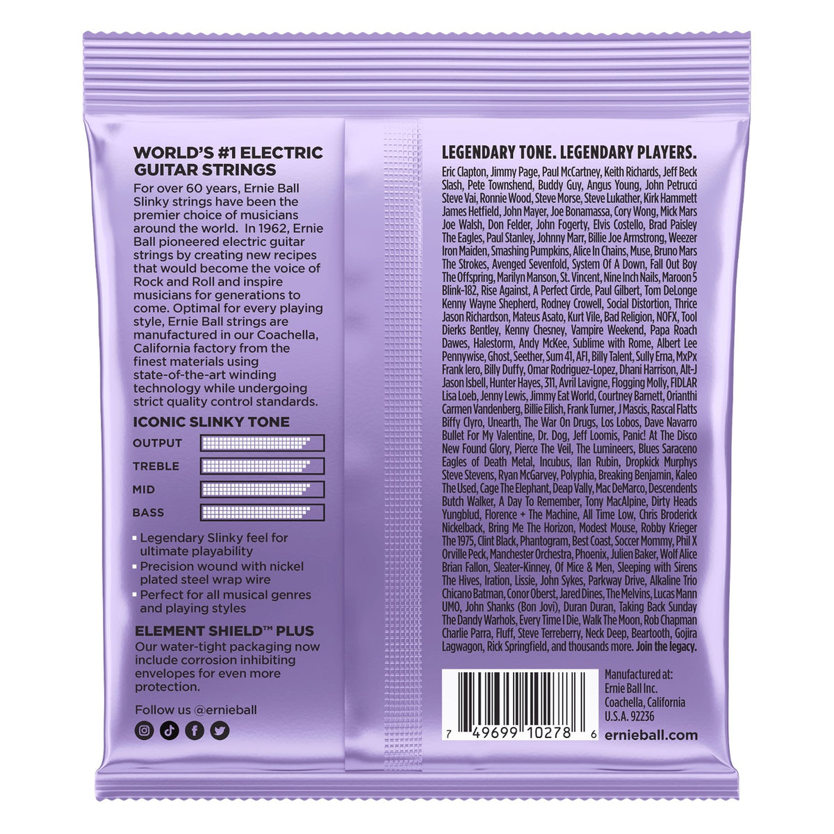 Ernie Ball P02227 Ultra Slinky Nickel Wound Electric Guitar Strings 10-48 Gauge