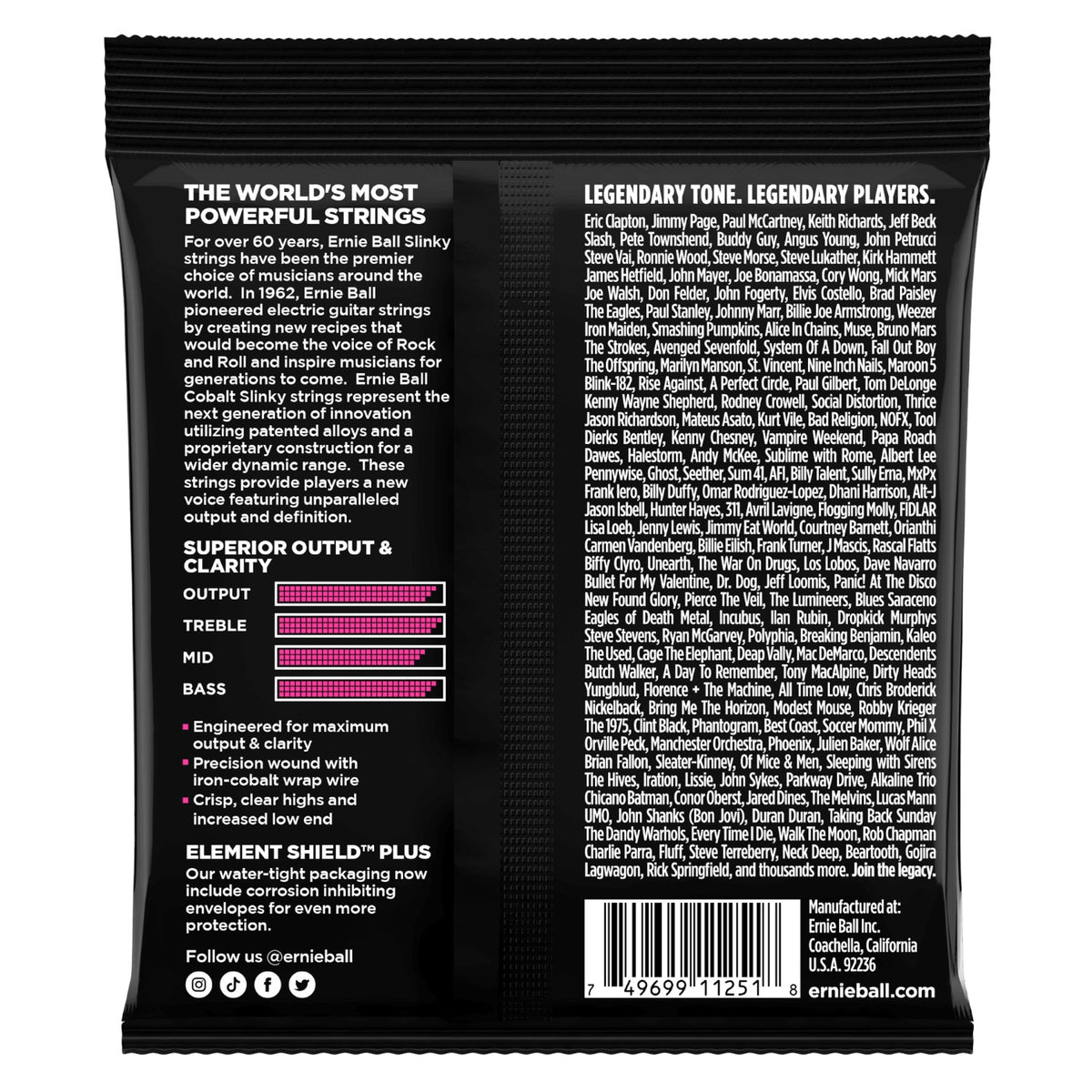 Ernie Ball P02723 Super Slinky Cobalt Electric Guitar Strings 9-42 Gauge