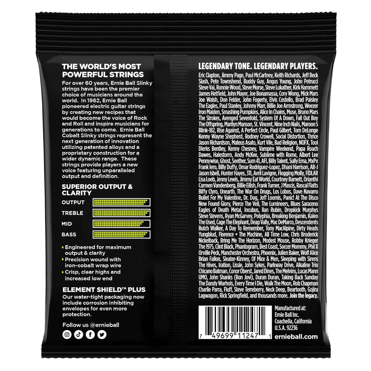 Ernie Ball P02721 Regular Slinky Cobalt Electric Guitar Strings 10-46 Gauge