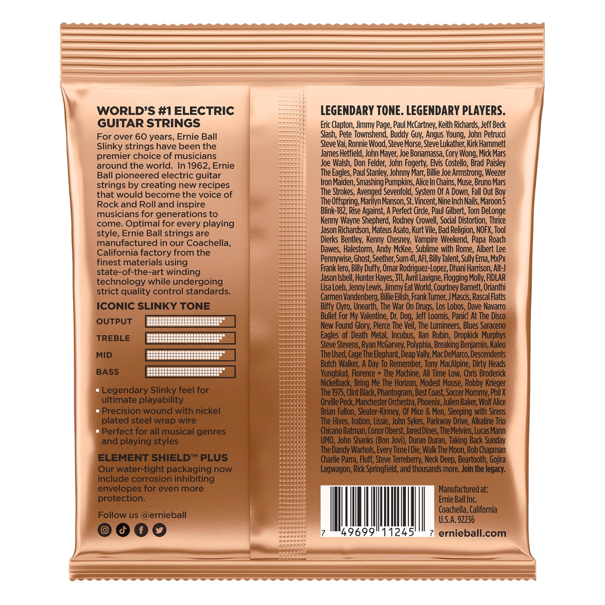 Ernie Ball P02224 Turbo Slinky Nickel Wound Electric Guitar Strings 9.5-46 Gauge