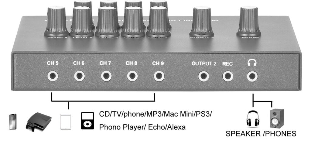ANLEON MX400 Low-Noise 4-Channel Mono Line Mixer 5-Channel Stereo Mixer