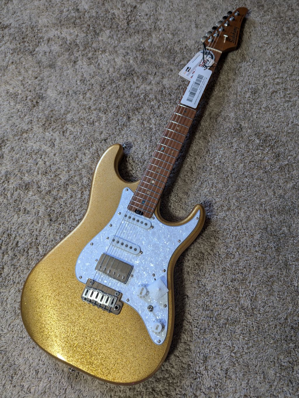 Electric Guitar Soloking MS-1 Classic Gold Sparkle With Roasted Flame Maple Neck Nafiri Special Run