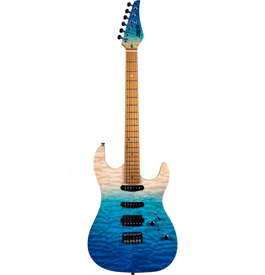 Electric Guitar Jet Guitars JS1000 QTBL Quilted Transparent Blue Free Setup