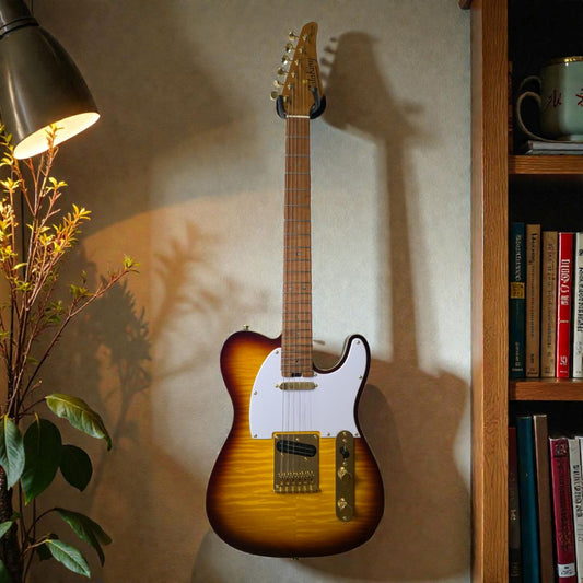 Electric Guitar Soloking MT-1 Fm 22 Deluxe Hotrail With One Piece Roasted Flame Neck In Brown Sunburst