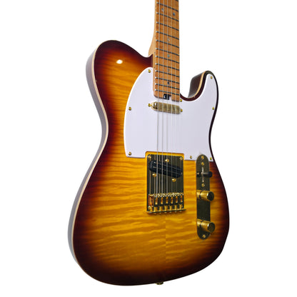 Electric Guitar Soloking MT-1 Fm 22 Deluxe Hotrail With One Piece Roasted Flame Neck In Brown Sunburst