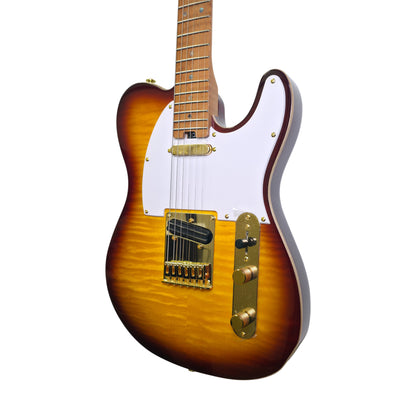 Electric Guitar Soloking MT-1 Fm 22 Deluxe Hotrail With One Piece Roasted Flame Neck In Brown Sunburst