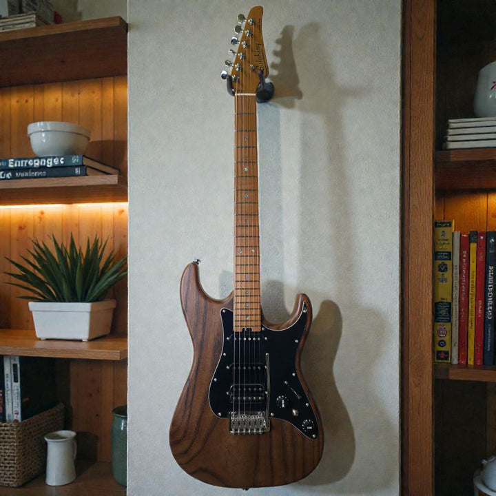 Electric Guitar Soloking MS-1 Classic Ash Mod In Torched Black With Roasted Flame Neck