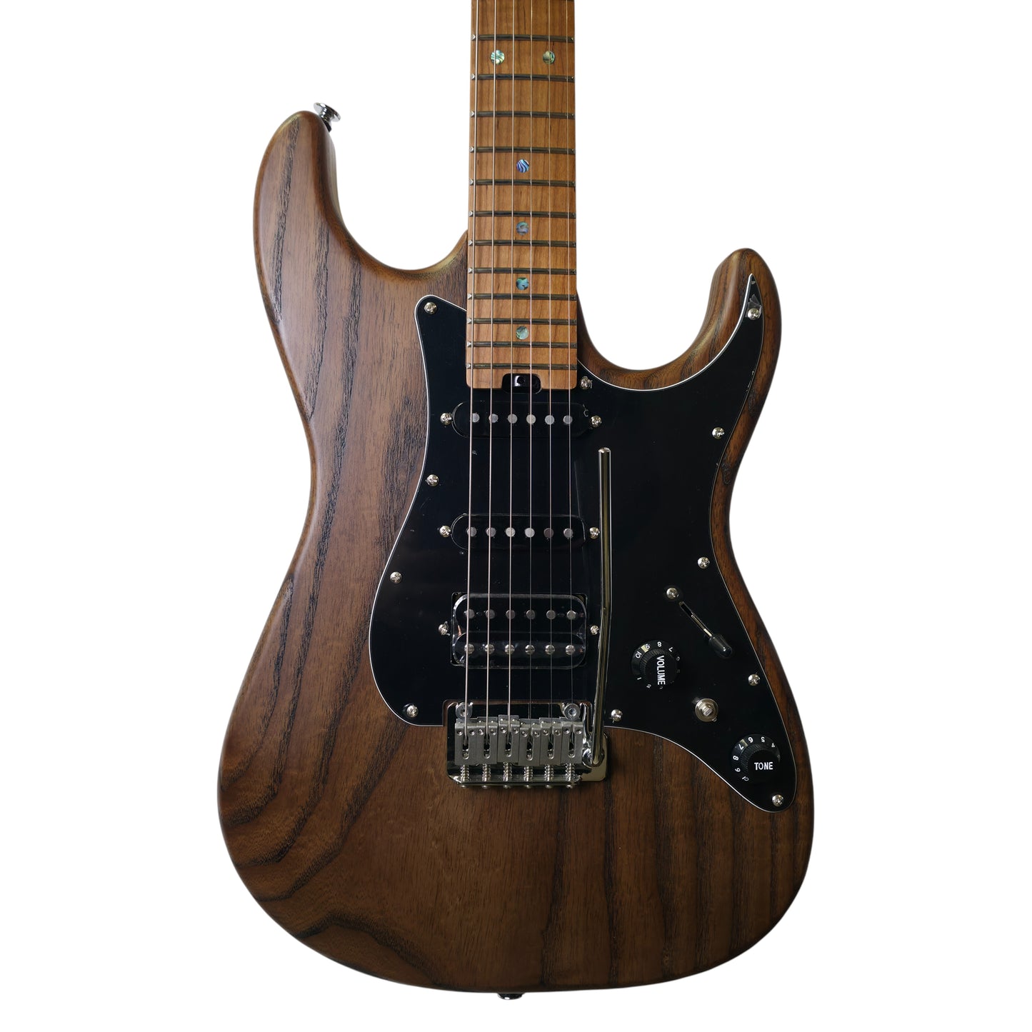 Electric Guitar Soloking MS-1 Classic Ash Mod In Torched Black With Roasted Flame Neck