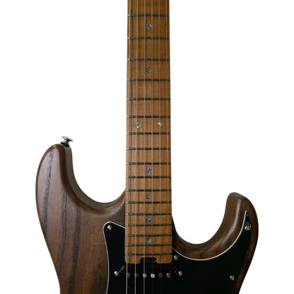 Electric Guitar Soloking MS-1 Classic Ash Mod In Torched Black With Roasted Flame Neck