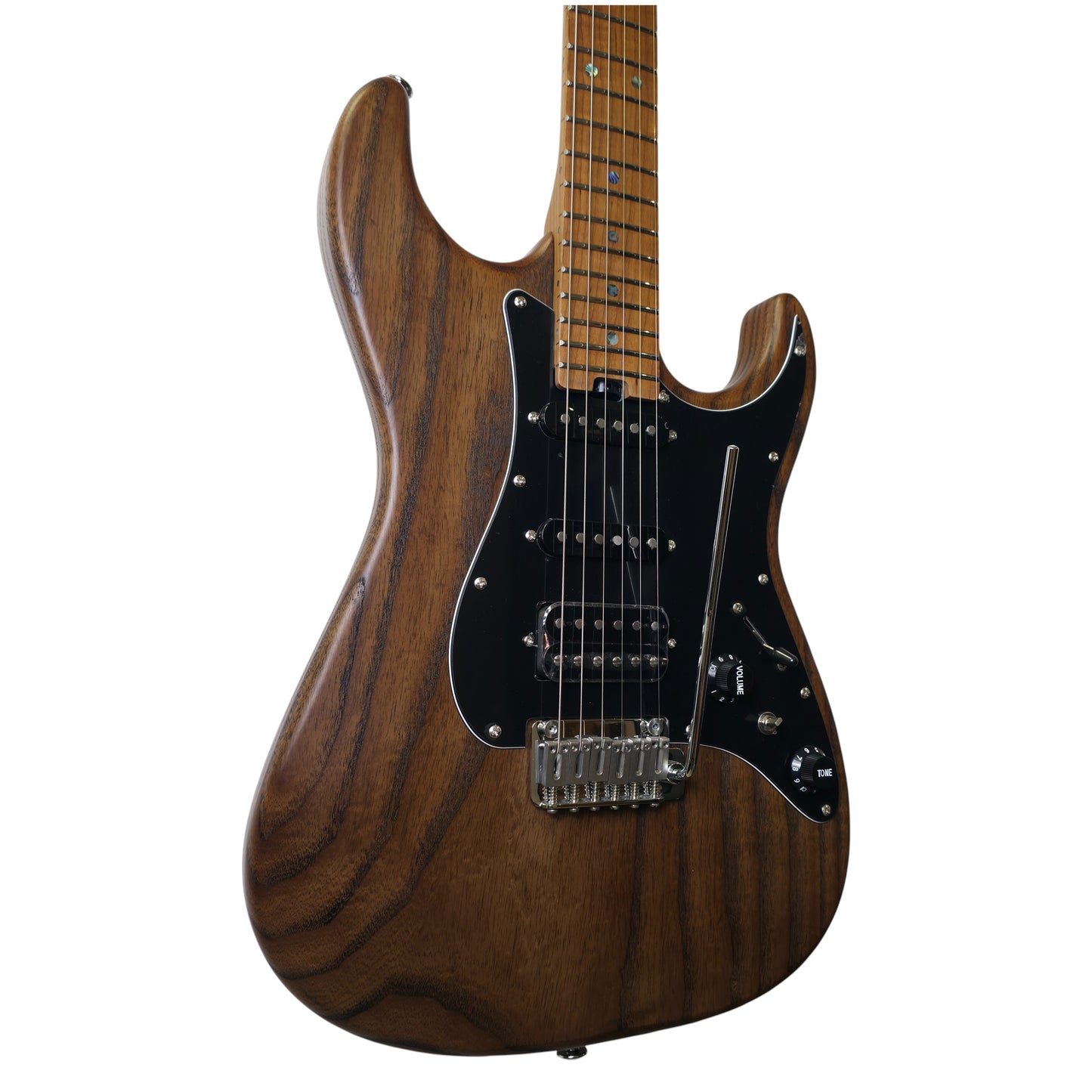 Electric Guitar Soloking MS-1 Classic Ash Mod In Torched Black With Roasted Flame Neck