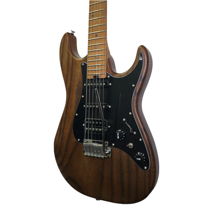 Electric Guitar Soloking MS-1 Classic Ash Mod In Torched Black With Roasted Flame Neck