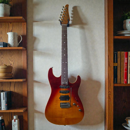 Electric Guitar Soloking MS-1 Custom 24 HSS Flat Top In Fire Wakesurf With Rosewood Fb Jescar