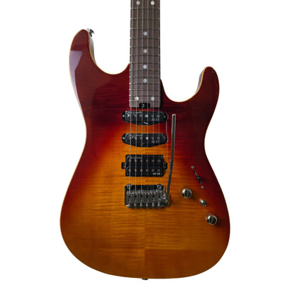 Electric Guitar Soloking MS-1 Custom 24 HSS Flat Top In Fire Wakesurf With Rosewood Fb Jescar