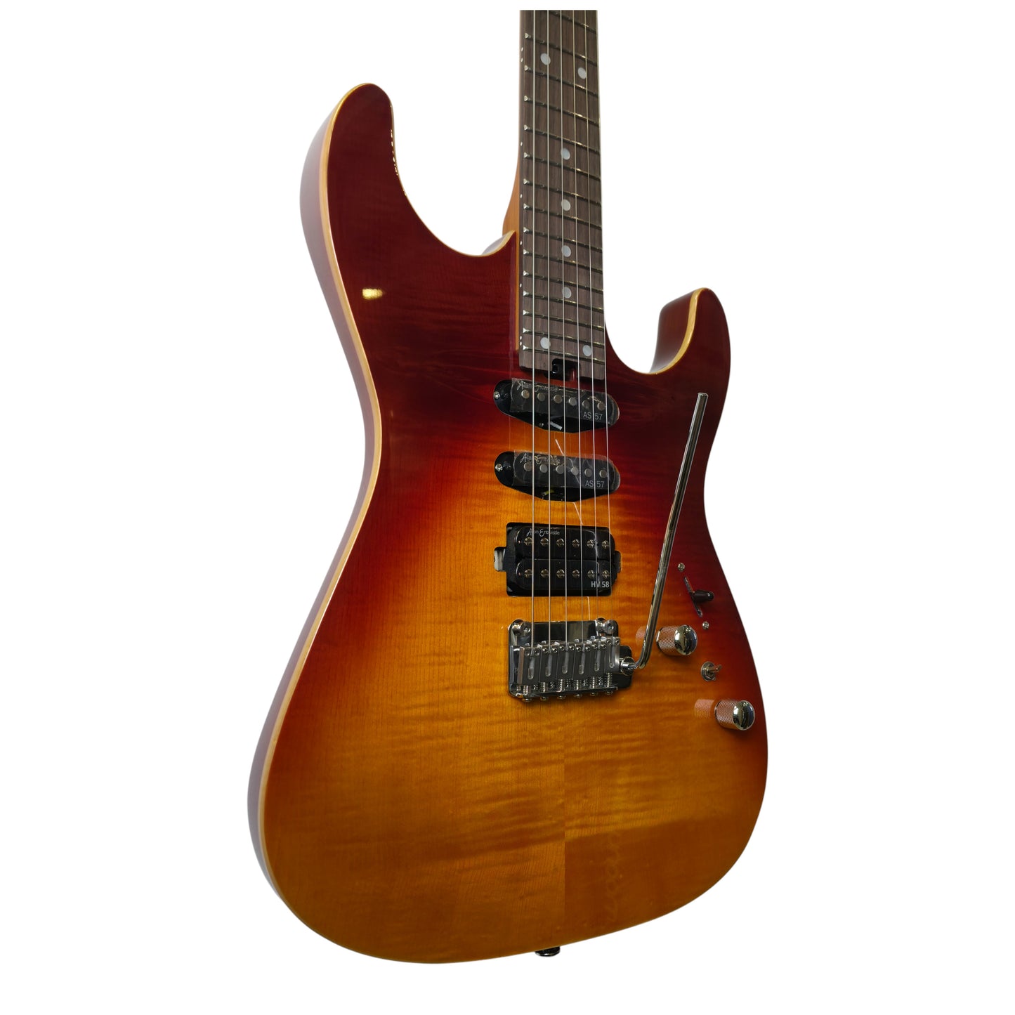 Electric Guitar Soloking MS-1 Custom 24 HSS Flat Top In Fire Wakesurf With Rosewood Fb Jescar