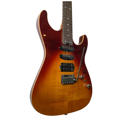 Electric Guitar Soloking MS-1 Custom 24 HSS Flat Top In Fire Wakesurf With Rosewood Fb Jescar