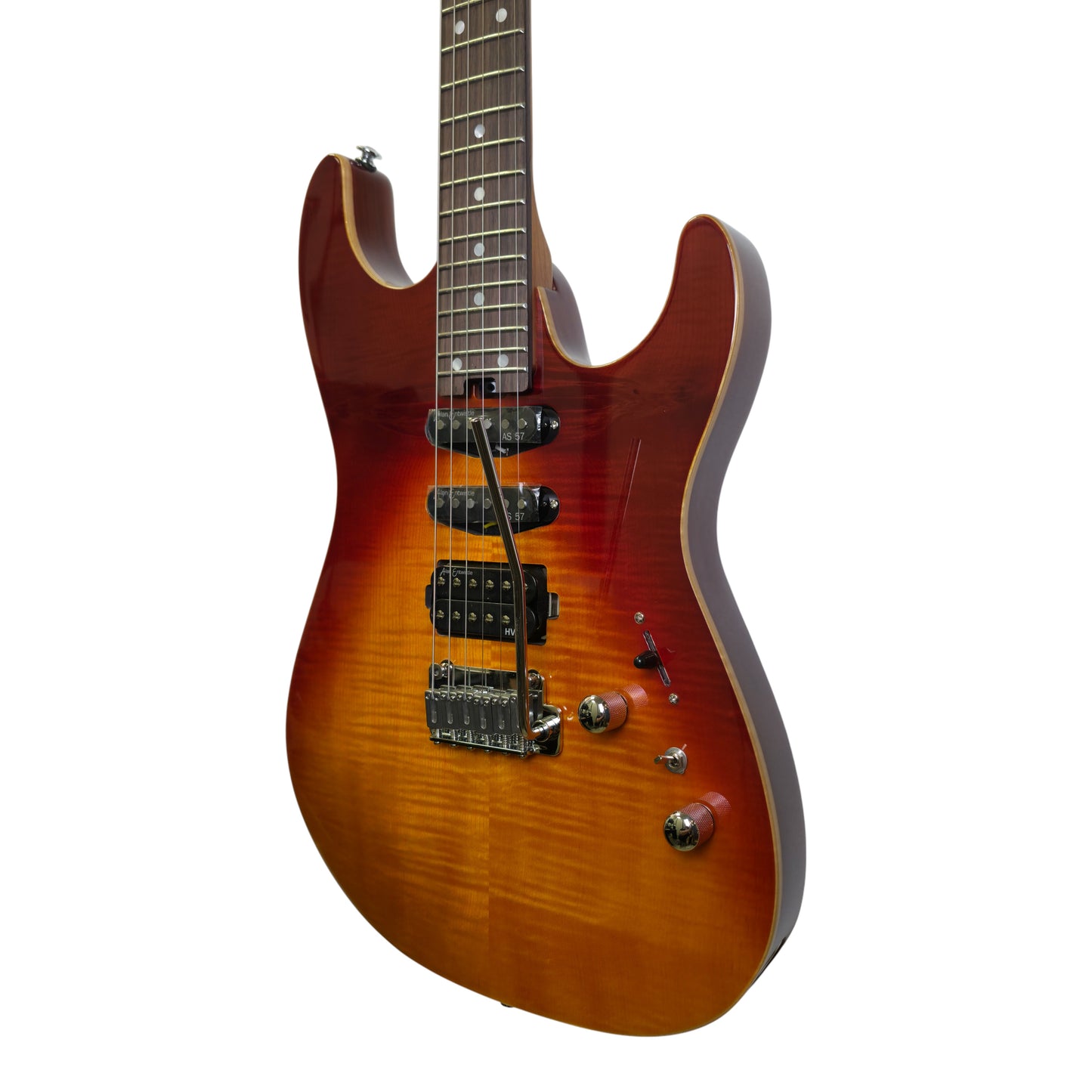 Electric Guitar Soloking MS-1 Custom 24 HSS Flat Top In Fire Wakesurf With Rosewood Fb Jescar