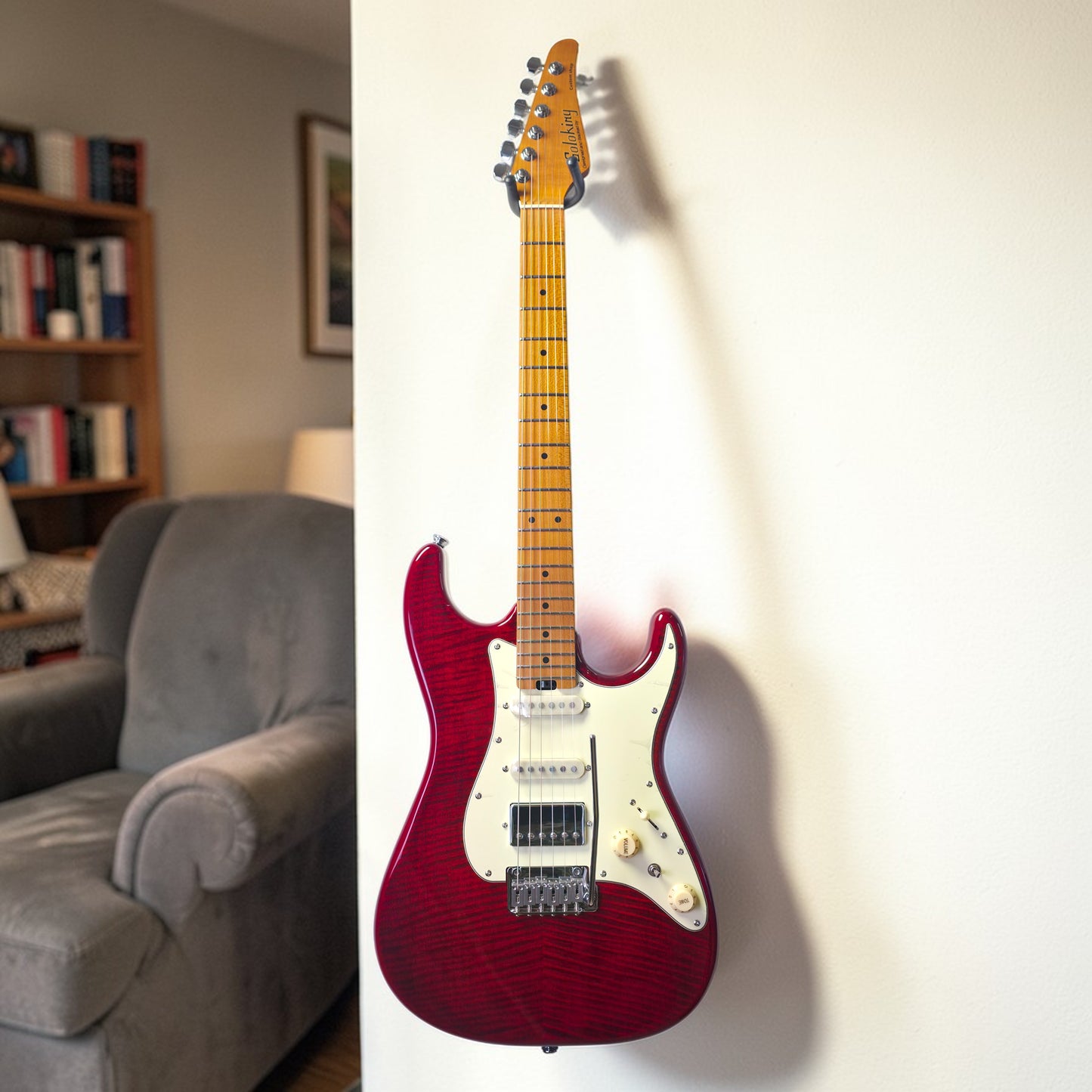 Electric Guitar Soloking MS-11 Classic MKII in Transparent Red with Roasted Maple FB and 5A Flame Top Nafiri Special Run