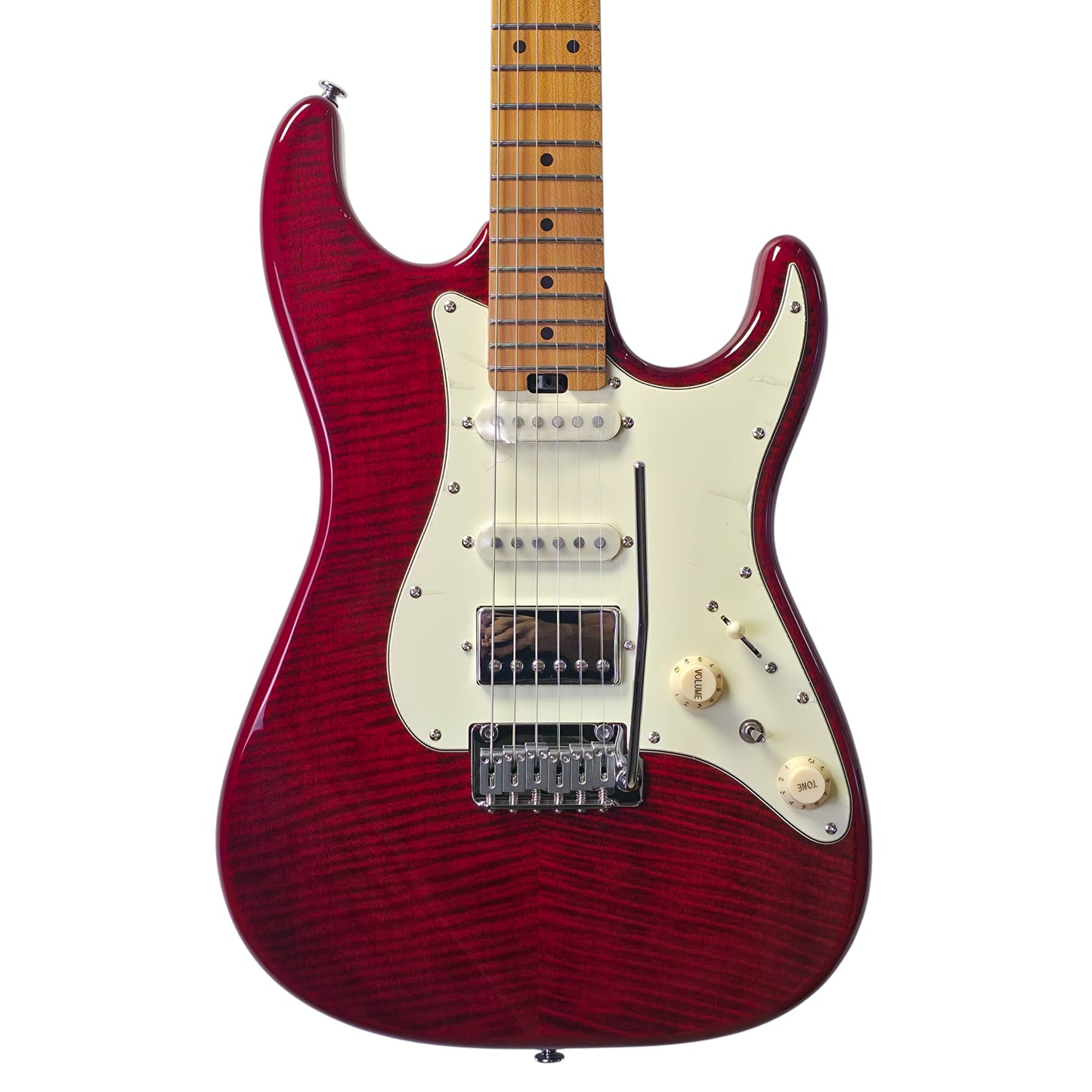 Electric Guitar Soloking MS-11 Classic MKII in Transparent Red with Roasted Maple FB and 5A Flame Top Nafiri Special Run