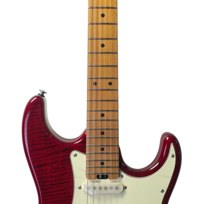 Electric Guitar Soloking MS-11 Classic MKII in Transparent Red with Roasted Maple FB and 5A Flame Top Nafiri Special Run