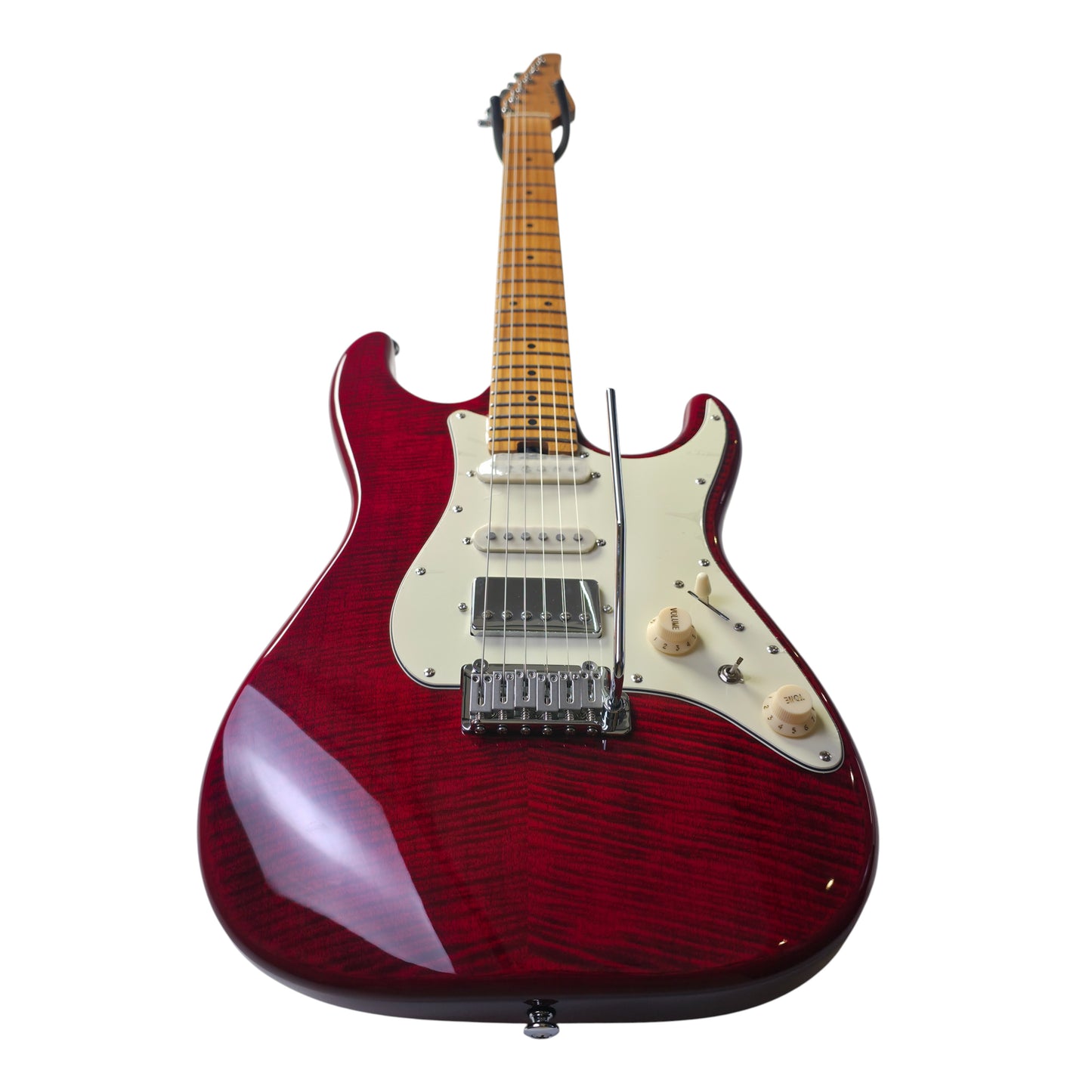 Electric Guitar Soloking MS-11 Classic MKII in Transparent Red with Roasted Maple FB and 5A Flame Top Nafiri Special Run