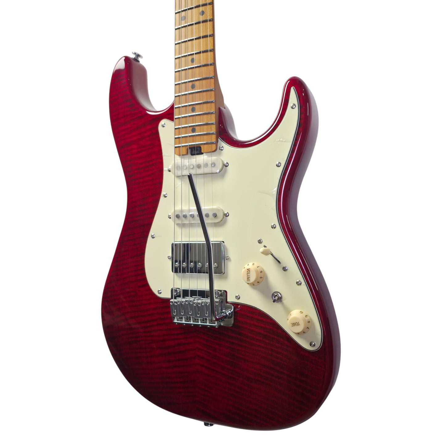 Electric Guitar Soloking MS-11 Classic MKII in Transparent Red with Roasted Maple FB and 5A Flame Top Nafiri Special Run