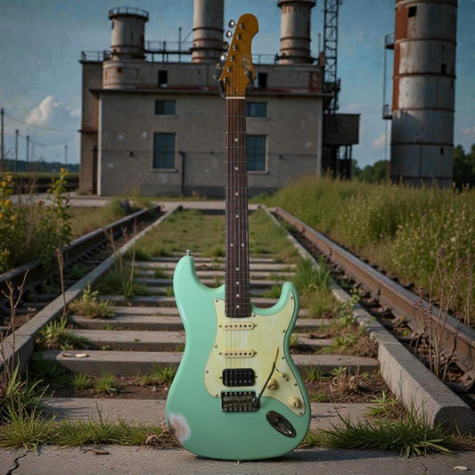 Electric Guitar Jet Guitars JS400 Relic SFG Sea Foam Green Free Setup