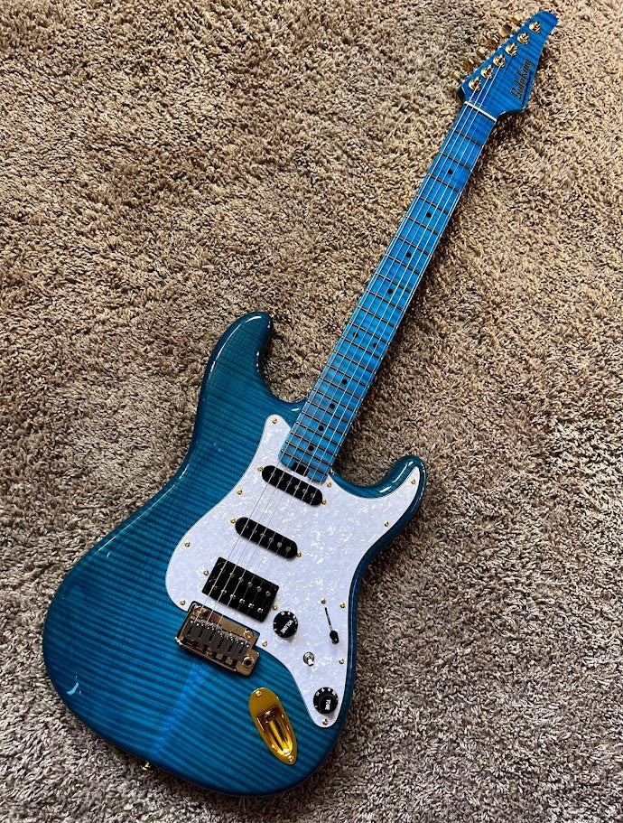 Electric Guitar Soloking S357 HSS FMT Ocean Blue Strat Standard Setup