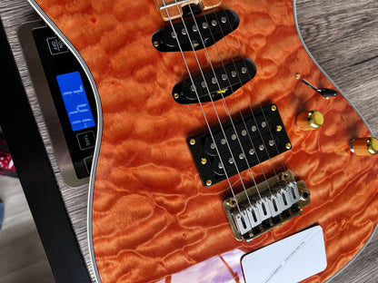 Electric Guitar Soloking SM22404/QM TPK Salmon Pink Strat Standard Setup