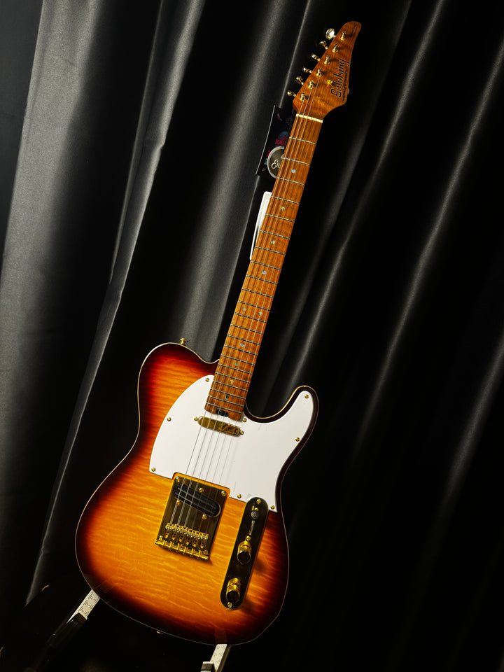 Electric Guitar Soloking MT-1 Fm 22 Deluxe Hotrail With One Piece Roasted Flame Neck In Brown Sunburst