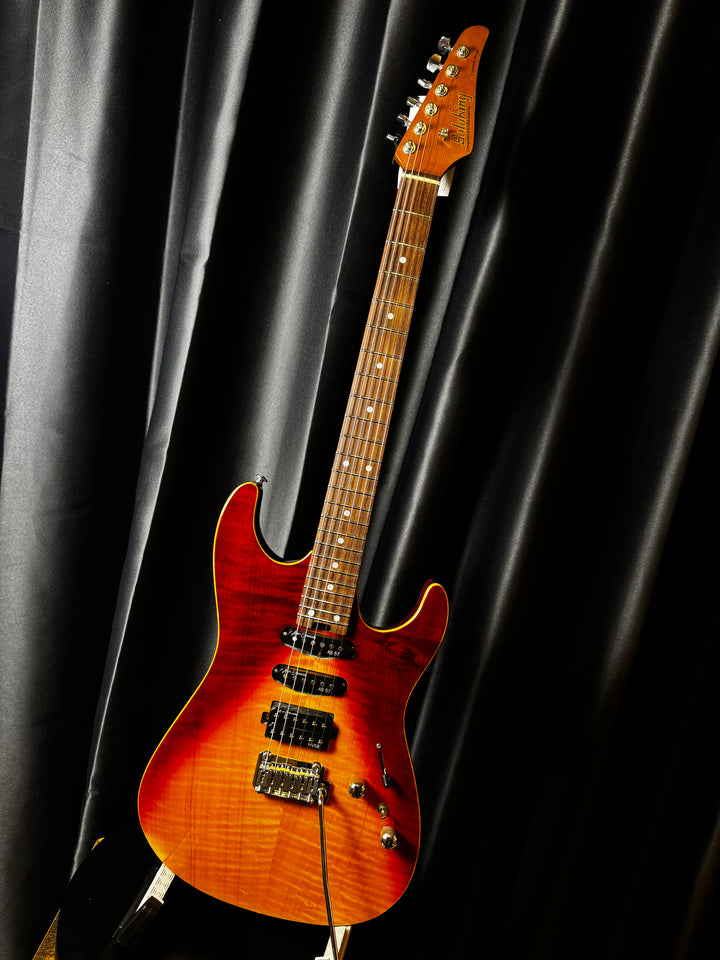 Electric Guitar Soloking MS-1 Custom 24 HSS Flat Top In Fire Wakesurf With Rosewood Fb Jescar