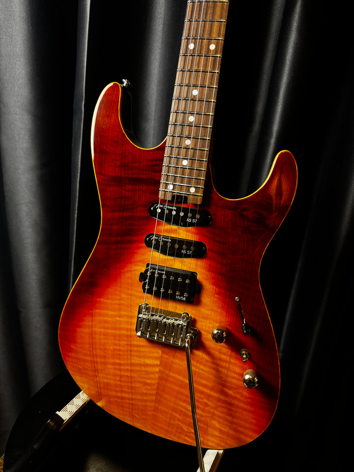 Electric Guitar Soloking MS-1 Custom 24 HSS Flat Top In Fire Wakesurf With Rosewood Fb Jescar