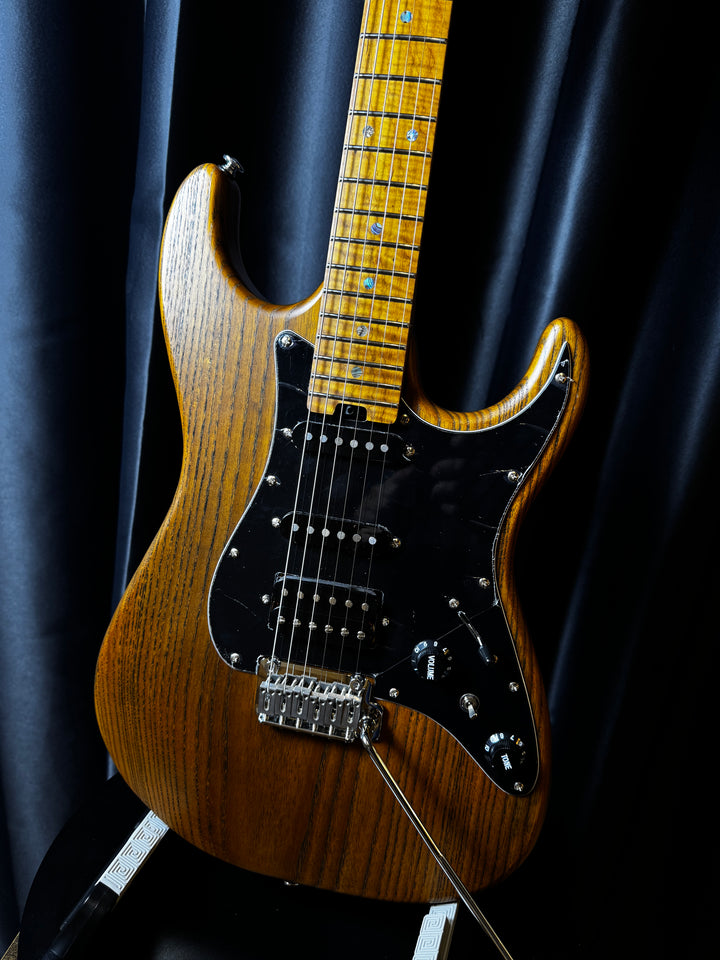 Electric Guitar Soloking MS-1 Classic Ash Mod In Torched Black With Roasted Flame Neck