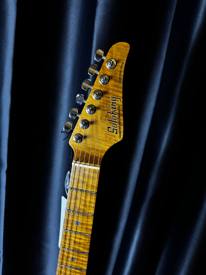 Electric Guitar Soloking MS-1 Classic Ash Mod In Torched Black With Roasted Flame Neck