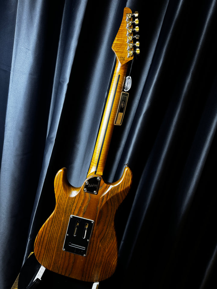 Electric Guitar Soloking MS-1 Classic Ash Mod In Torched Black With Roasted Flame Neck