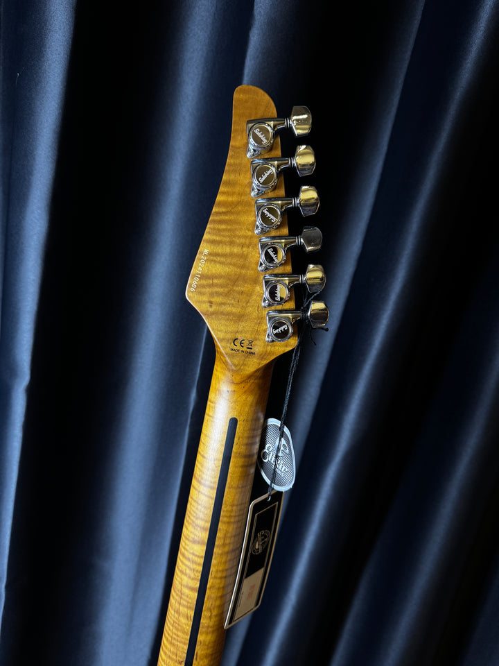 Electric Guitar Soloking MS-1 Classic Ash Mod In Torched Black With Roasted Flame Neck